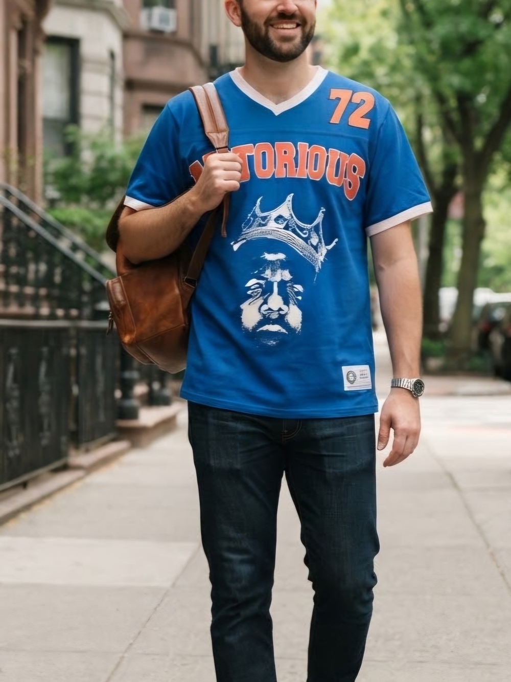 The Notorious B.I.G. Notorious 72 Brooklyn Blue Mesh Jersey Shirt Size Large NWT